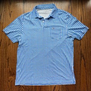Vineyard Vines Blue Gingham Print Polo